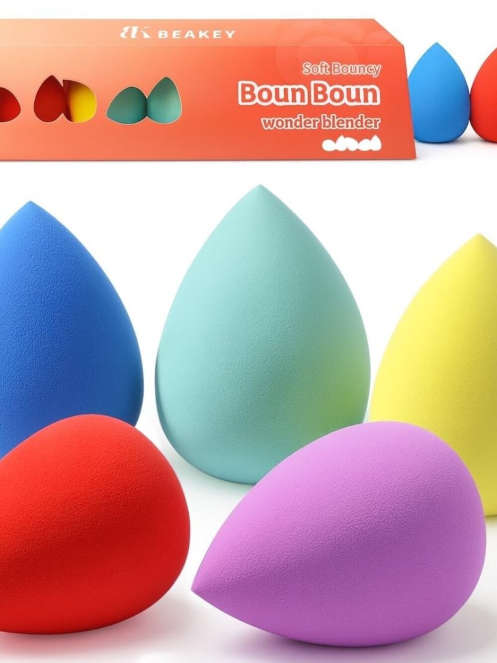 BEAKEY Makeup Sponge Set, 5 Pack Foundation Beauty Sponges & Soft Blenders